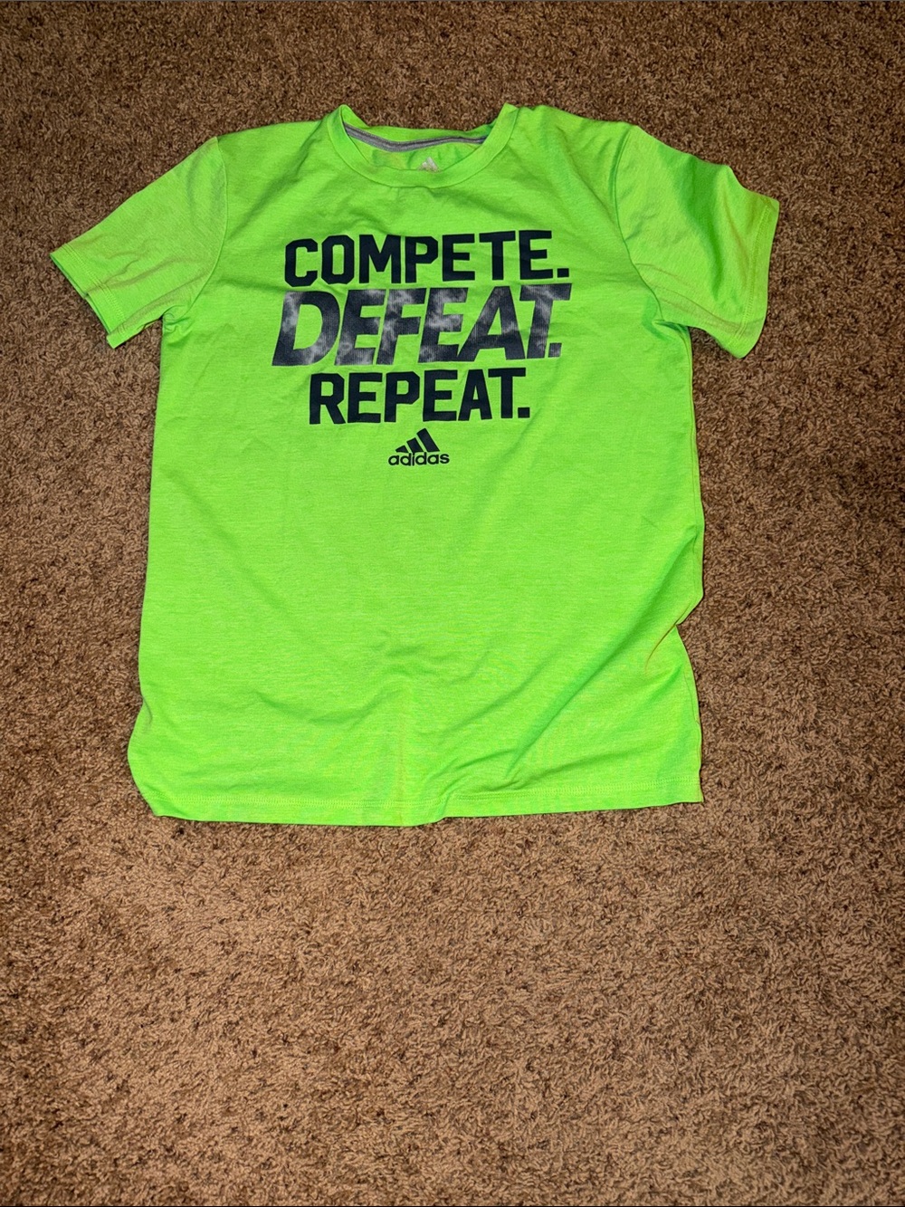 adidas Neon Green Short Sleeve 'COMPETE. DEFEAT. REPEAT.' Graphic Tee